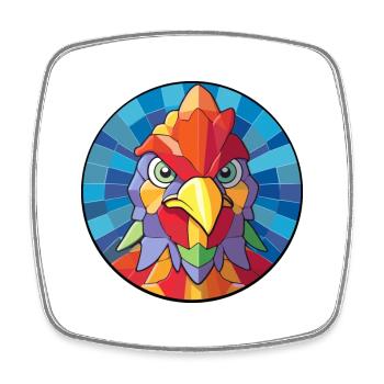 Poulet vitrail coloré dessin animé Kawaii Anim - Magnet carré - blanc - Devant