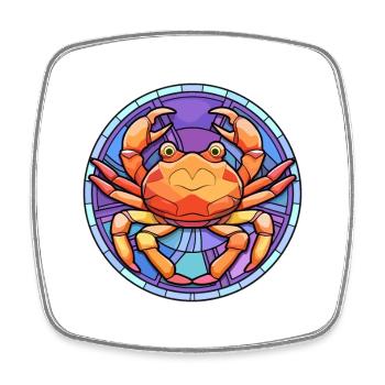 Krabben-Buntglas-Cartoon-Kawaii-Tier - Viereckiger Kühlschrankmagnet - Weiß - Vorne