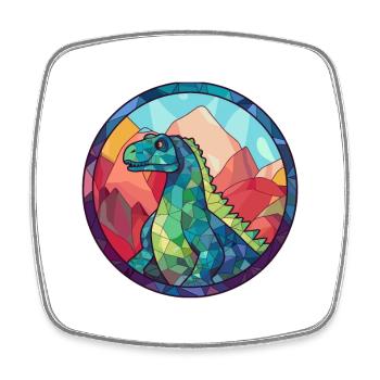 Dinodaur vitrail coloré dessin animé Kawaii Ani - Magnet carré - blanc - Devant