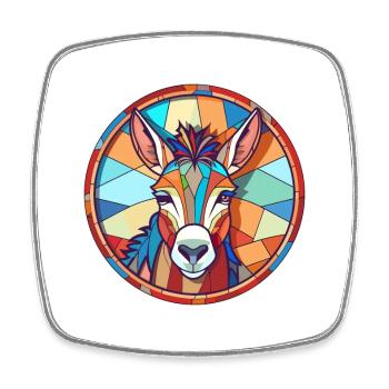 Donkey Stained Glass Colorful Cartoon Kawaii Anima - Square fridge magnet - white - Front