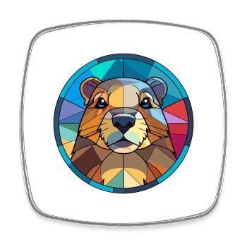 Und täglich grüßt Murmeltier Bunte Karikatur Kawaii An - Viereckiger Kühlschrankmagnet - Weiß - Vorne