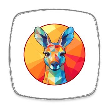 Kangourou vitrail coloré dessin animé Kawaii Ani - Magnet carré - blanc - Devant