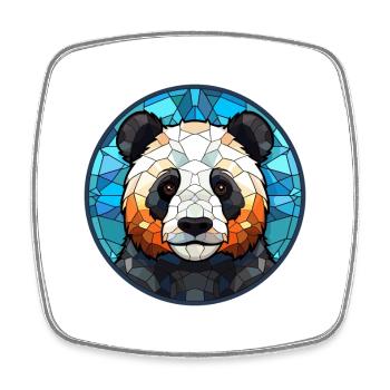 Panda Buntglas Bunte Karikatur Kawaii Tier - Viereckiger Kühlschrankmagnet - Weiß - Vorne