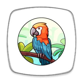 Papagei Buntglas Bunte Karikatur Kawaii Anima - Viereckiger Kühlschrankmagnet - Weiß - Vorne