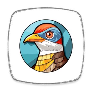 Cuckoo Stained Glass Colorful Cartoon Kawaii Anima - Square fridge magnet - white - Front