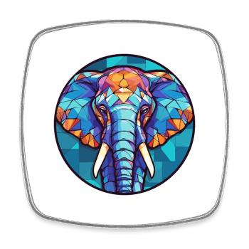Elefant Buntes Glas Bunte Karikatur Kawaii Ani - Viereckiger Kühlschrankmagnet - Weiß - Vorne