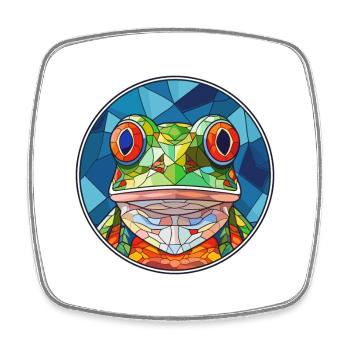 Grenouille vitrail coloré dessin animé Kawaii Animal - Magnet carré - blanc - Devant