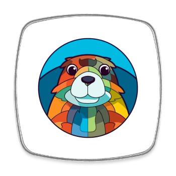 Gopher Stained Glass Colorful Cartoon Kawaii Anima - Square fridge magnet - white - Front