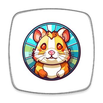Hamster Bunte Karikatur Kawaii Anim - Viereckiger Kühlschrankmagnet - Weiß - Vorne