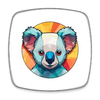Koala vitrail coloré dessin animé Kawaii Animal - Magnet carré - blanc - Devant
