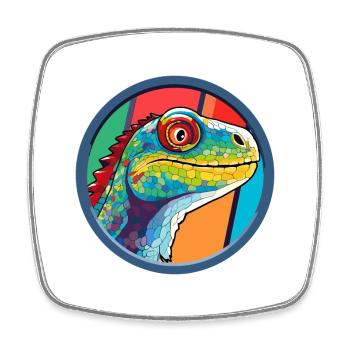 Lizard Stained Glass Colorful Cartoon Kawaii Anima - Square fridge magnet - white - Front