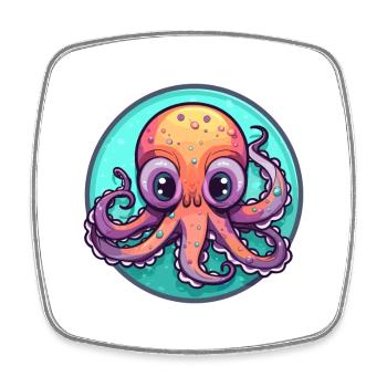 Oktopus Buntes Glas Bunte Karikatur Kawaii Anim - Viereckiger Kühlschrankmagnet - Weiß - Vorne