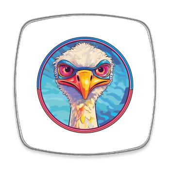 Autruche vitrail coloré dessin animé Kawaii Anim - Magnet carré - blanc - Devant