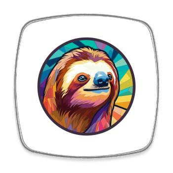 Faultier Buntes Buntes Cartoon-Kawaii-Tier - Viereckiger Kühlschrankmagnet - Weiß - Vorne