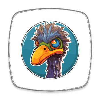Emu Stained Glass Colorful Cartoon Kawaii Animal - Square fridge magnet - white - Front