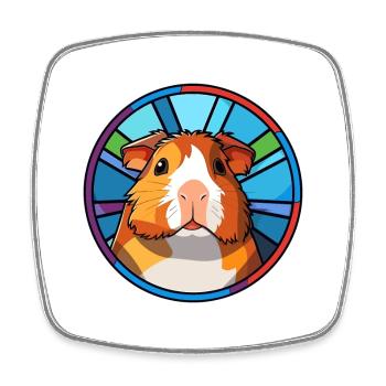 Guinea Pig Stained Glass Colorful Cartoon Kawaii A - Square fridge magnet - white - Front