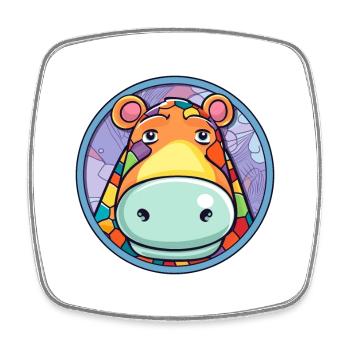 Nilpferd Bunte Karikatur Kawaii Tier - Viereckiger Kühlschrankmagnet - Weiß - Vorne