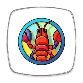 Craw vitrail coloré dessin animé Kawaii Animal - Magnet carré - blanc - Devant