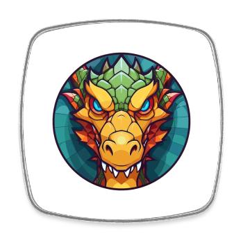 Drache Buntes Glas Bunte Karikatur Kawaii Anima - Viereckiger Kühlschrankmagnet - Weiß - Vorne