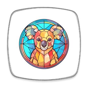 Koala vitrail coloré dessin animé Kawaii Animal - Magnet carré - blanc - Devant