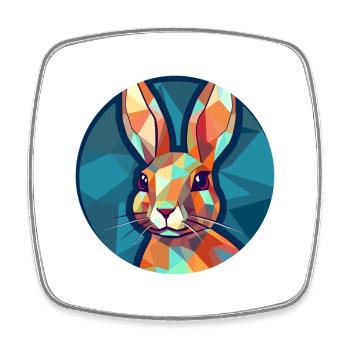 Lapin vitrail coloré dessin animé Kawaii Anima - Magnet carré - blanc - Devant