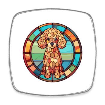 Pudel Hund Bunte Karikatur Kawaii A - Viereckiger Kühlschrankmagnet - Weiß - Vorne