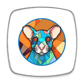 Ratten-Buntglas-Cartoon-Kawaii-Tier - Viereckiger Kühlschrankmagnet - Weiß - Vorne