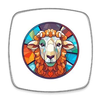 Schaf Buntes Glas Bunte Karikatur Kawaii Tier - Viereckiger Kühlschrankmagnet - Weiß - Vorne