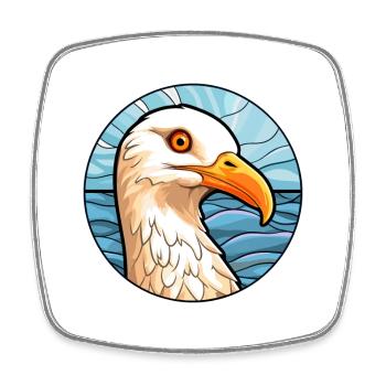 Seagull Stained Glass Colorful Cartoon Kawaii Anim - Square fridge magnet - white - Front