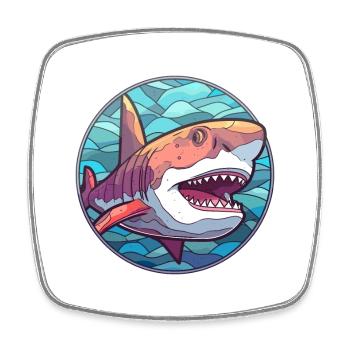 Hai Buntes Glas Buntes Cartoon Kawaii Tier - Viereckiger Kühlschrankmagnet - Weiß - Vorne