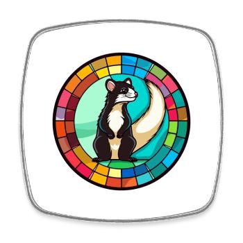 Skunk vitrail coloré dessin animé Kawaii Animal - Magnet carré - blanc - Devant