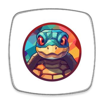 Schildkröte Bunte Karikatur Kawaii Anima - Viereckiger Kühlschrankmagnet - Weiß - Vorne