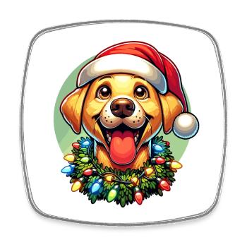 Labrador Merry Christmas - Warm Gift - Square fridge magnet - white - Front