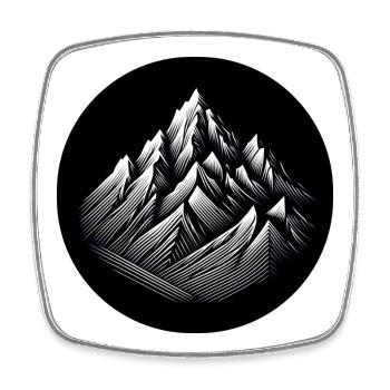 Berge Landschaft schwarz weiß fotorealistisch - Viereckiger Kühlschrankmagnet - Weiß - Vorne