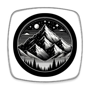 Mountain, Night, Starry Sky, Forest - Square fridge magnet - white - Front