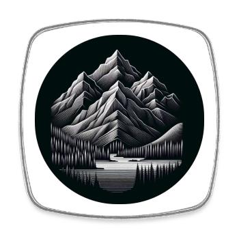 Berge in der Nacht See Wald - Viereckiger Kühlschrankmagnet - Weiß - Vorne