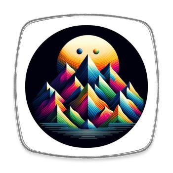 Colorful mountains in front of golden moon night - Square fridge magnet - white - Front