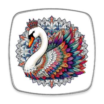 Swan decorated with Mandalas - Square fridge magnet - white - Front