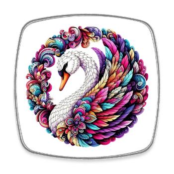Swan decorated with Mandalas - Square fridge magnet - white - Front