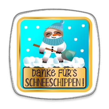 DANKESCHÖN GESCHENKE - SCHNEE SCHIPPEN FAULTIERE - Viereckiger Kühlschrankmagnet - Weiß - Vorne
