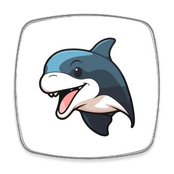 Orca Cute Happy Kawaii Cartoon Clipart Animal - Square fridge magnet - white - Front