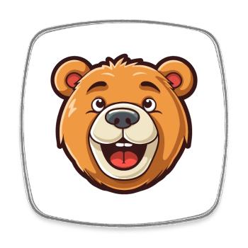 Ours Mignon Heureux Kawaii Cartoon Clipart Animal - Magnet carré - blanc - Devant