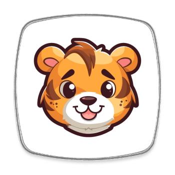 Tiger Cute Happy Kawaii Cartoon Clipart Animal - Square fridge magnet - white - Front