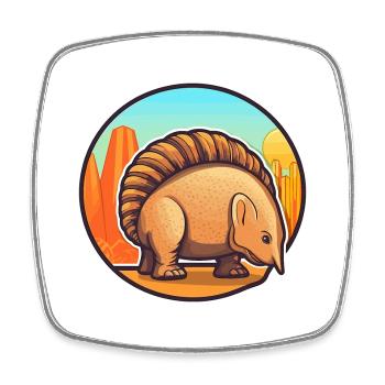 Armadillo Cute Happy Kawaii Cartoon Clipart Animal - Square fridge magnet - white - Front