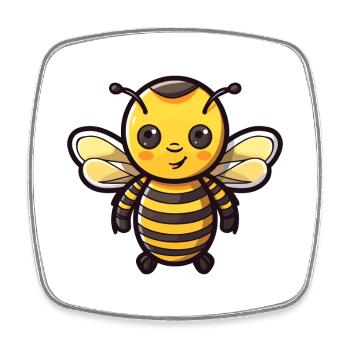 Bee Cute Happy Kawaii Cartoon Clipart Animal - Square fridge magnet - white - Front