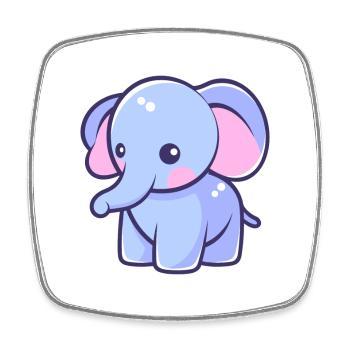 elefant niedlich glücklich kawaii cartoon clipart tier - Viereckiger Kühlschrankmagnet - Weiß - Vorne