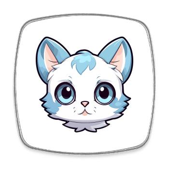 Égée Chat Mignon Heureux Kawaii Cartoon Clipart Anima - Magnet carré - blanc - Devant