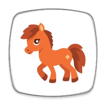 pferd niedlich glücklich kawaii cartoon clipart tier - Viereckiger Kühlschrankmagnet - Weiß - Vorne