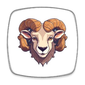 Mouflon d’Amérique mignon heureux Kawaii Cartoon Clipart An - Magnet carré - blanc - Devant