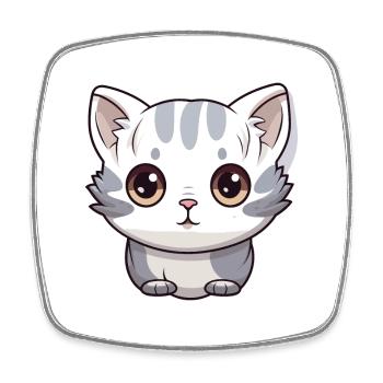 American Shorthair Chat Mignon Heureux Kawaii Cartoon C - Magnet carré - blanc - Devant